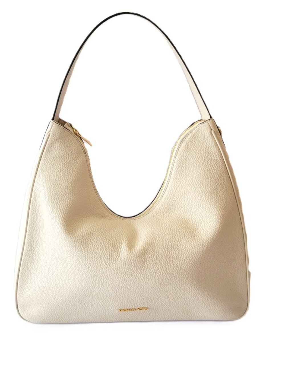 Michael Kors Nayla Medium Hobo Shoulder Bag Light Cream Pebbled Leather Handbag